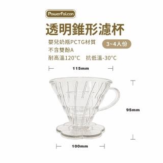 【PowerFalcon】V60咖啡樹脂濾杯(1-4人份 嬰兒奶瓶PCTG材質 耐熱無毒 錐型)
