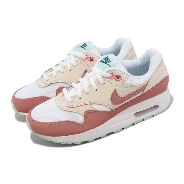 【NIKE 耐吉】休閒鞋Air Max 1 GS 大童女鞋白米白粉紅氣墊運動鞋