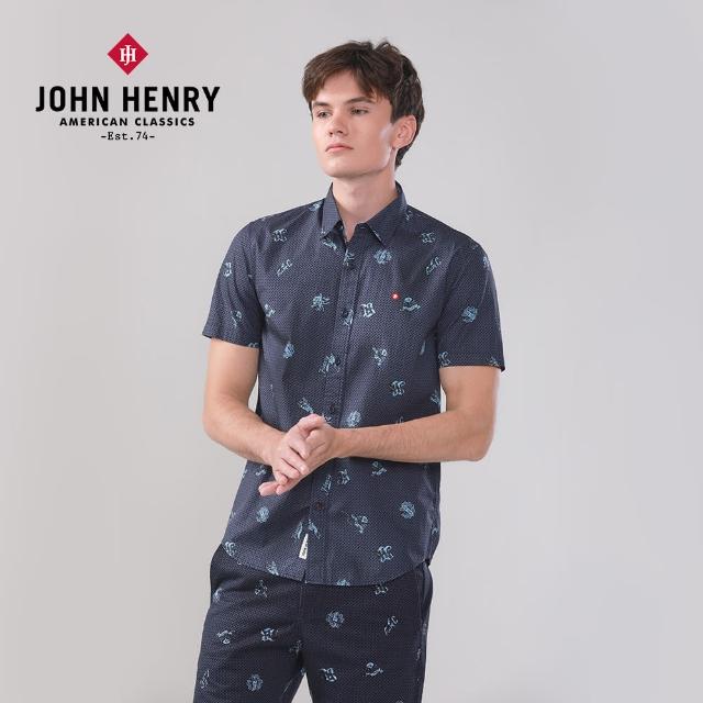 【JOHN HENRY】圖標滿版印花短袖襯衫