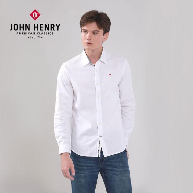 【JOHN HENRY】素面長袖襯衫-白色