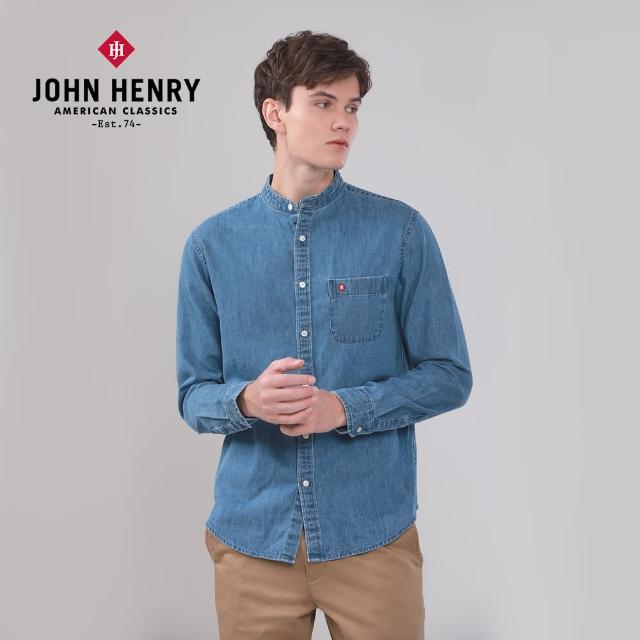 【JOHN HENRY】中山領長袖牛仔襯衫