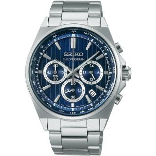 【SEIKO 精工】CS系列 條紋設計計時腕錶-41mm(8T63-01T0B/SBTR033J)