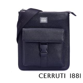 【Cerruti 1881】義大利頂級小牛皮肩背包(深藍色 CEBO05342M)