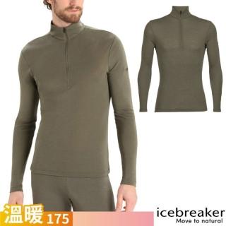 【Icebreaker】男 EVERYDAY 100％ 美麗諾羊毛 半開襟長袖上衣-BF175.T恤(IB104484-069 橄欖綠)