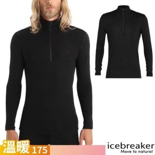 【Icebreaker】男 EVERYDAY 100％ 美麗諾羊毛 半開襟長袖上衣-BF175.T恤(IB104484-001 黑)