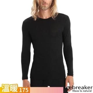 【Icebreaker】男 EVERYDAY 100％ 美麗諾羊毛 控溫圓領長袖上衣-BF175.T恤(IB104483-001 黑)