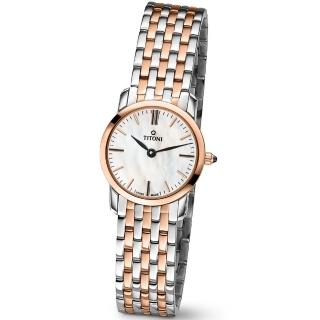 【TITONI 梅花錶】官方授權T1 女 纖薄 貝殼面腕錶 雙色款-錶徑24.5mm-贈高檔6入收藏盒(TQ42918 SRG-587)