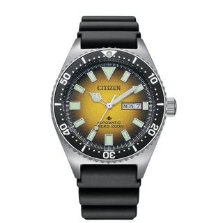 【CITIZEN 星辰】官方授權C1 男 NY012系列潛水機械錶 黃面-錶徑41mm-贈高檔6入收藏盒(NY0120-01X)