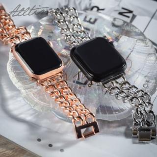 【ALL TIME 完全計時】Apple Watch S7/6/SE/5/4 42/44/45mm 氣質雙鍊金屬鋼錶帶