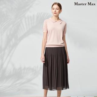 【Master Max】蕾絲袖襯衫領口短袖針織上衣(8318033)