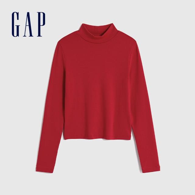 【GAP】女童裝 立領長袖T恤-紅色(787387)
