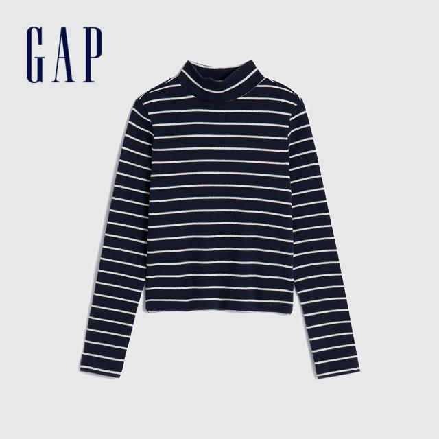 【GAP】女童裝 立領長袖T恤-海軍藍(787387)