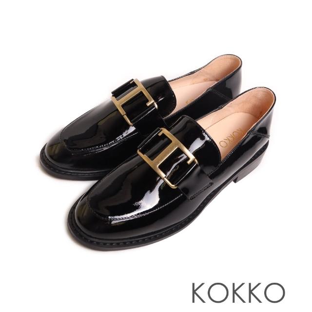 【KOKKO 集團】都會秀氣2way兩穿漆皮樂福鞋(黑色)