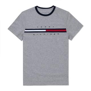 【Tommy Hilfiger】TOMMY 年度爆款經典Logo圖案短袖T恤 上衣-灰色(平輸品)