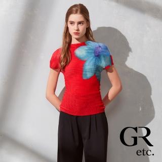 【GLORY21】品牌魅力款-etc.簡約花朵立體壓摺上衣(紅色)