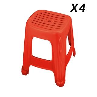【ONE 生活】條紋樂四角塑膠椅4入/組 台灣製(PP耐衝擊新料/抗UV/通過SGS檢驗)