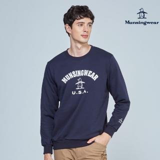 【Munsingwear】企鵝牌 男款深藍色經典企鵝美式長袖大學TEE MGPL2805