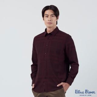 【Blue River 藍河】男裝 栗色長袖襯衫-輕柔羊毛時尚秋冬款(日本設計 舒適穿搭)