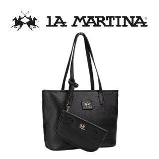 【LA MARTINA】義大利原裝進口 頂級金標皮革拖特包含內夾 1285T(黑色)