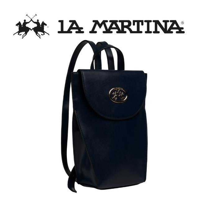 【LA MARTINA】義大利原裝進口 限量2折 頂級金標素面皮革後背包 1062T 全新專櫃展示品(黑色)