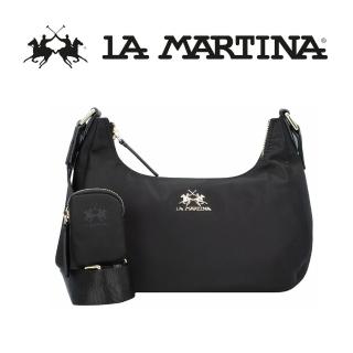 【LA MARTINA】義大利原裝進口 頂級金標斜背包輕量流行款 LMBA01187T(黑色)