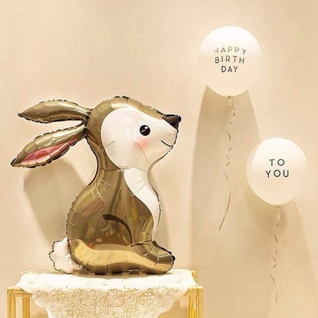 韓系ins風萌兔鋁膜氣球1顆(生日派對 求婚告白 畢業跨年 週年紀念 寶寶周歲 布置)