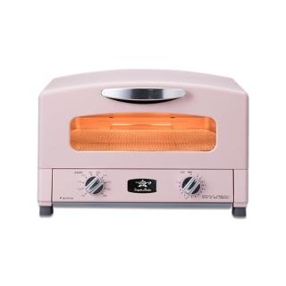 【日本Sengoku Aladdin 千石阿拉丁】專利0.2秒瞬熱4枚燒復古多用途烤箱-粉(AET-G13T)