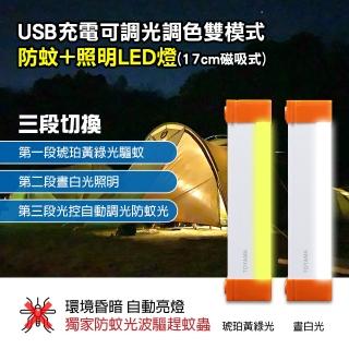 【TOYAMA】TM3小磁吸USB充電可調光雙模式防蚊+照明LED燈17cm(防蚊照明燈)