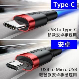 【BASEUS 倍思】2.4A快充線 USB對Type-C/Micro充電線(200公分卡福樂系列)