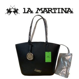 【LA MARTINA】義大利原裝進口 頂級金標皮革拖特包含內夾 LMBA01239T(黑色)