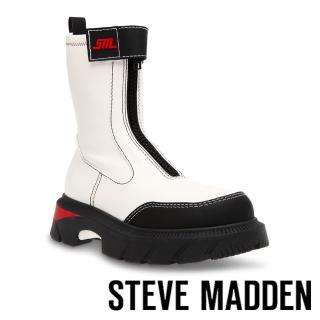 【STEVE MADDEN】CAPTIVATOR 拼接拉鍊厚底靴(白色)