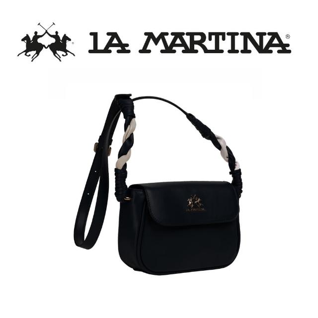 【LA MARTINA】義大利原裝進口 限量2折 頂級金標素面皮革肩背包 1124T 全新專櫃展示品(黑色)