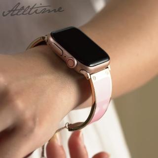 【ALL TIME 完全計時】Apple Watch S7/6/SE/5/4 38/40/41mm 手鐲珠鏈C型鋼錶帶