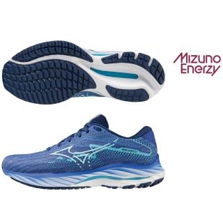 【MIZUNO 美津濃】慢跑鞋 女鞋 運動鞋 緩震 一般型 WAVE RIDER 27 一般型女款慢跑鞋 藍 J1GD230325