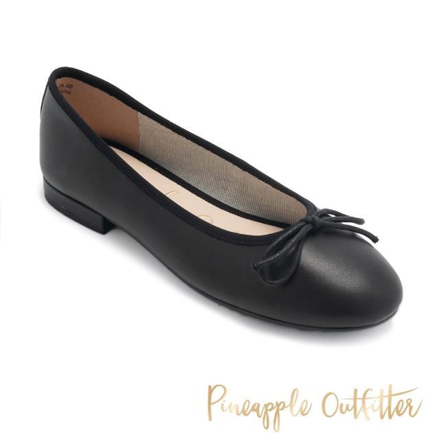 【Pineapple Outfitter】FAYSLA 真皮蝴蝶結圓頭娃娃鞋(黑色)