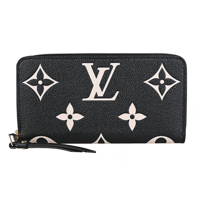 【Louis Vuitton 路易威登】Monogram Empreinte牛皮雙色壓花拉鍊長夾(黑x米)