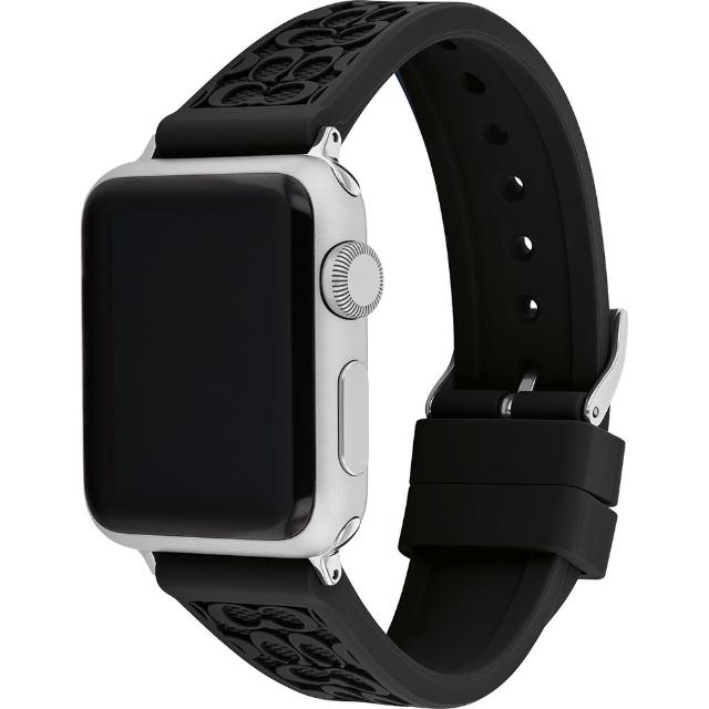 【COACH】Apple Watch 錶帶 38/40mm 適用 矽膠錶帶 - 黑色(不含手錶)