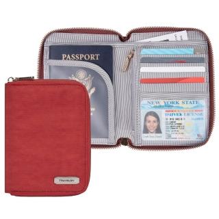 【Travelon】對開拉鍊護照包 紅(RFID防盜 護照保護套 護照包 多功能收納包)