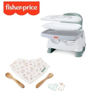 【Fisher price 費雪】寶寶小餐椅+餐巾餐具組-松鼠/兔子