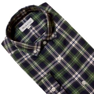 【MURANO】經典格紋長袖襯衫-線條綠格 M-2XL(台灣製、現貨、長袖、格紋)