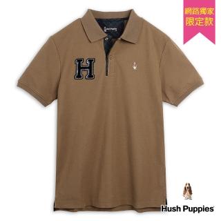 【Hush Puppies】男裝 POLO衫 男裝格紋剪絨H短袖POLO衫(咖啡/34101901)