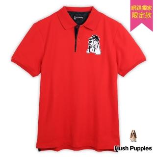【Hush Puppies】男裝 POLO衫 男裝格紋拼接漁夫帽狗短袖POLO衫(紅色 / 34101902)