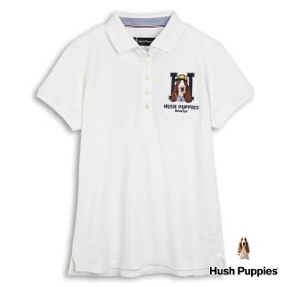 【Hush Puppies】女裝 POLO衫 女裝密西根美式休閒圖騰短袖POLO衫(米白 / 34201102)