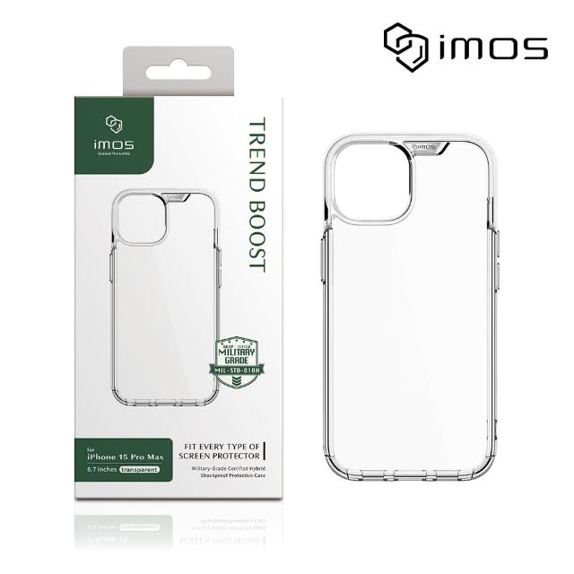 【iMos】iPhone 15 Pro Max 6.7吋 Ｍ系列 軍規認證雙料防震保護殼(透明)