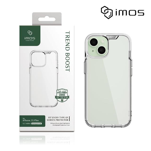 【iMos】iPhone 15 Plus 6.7吋 Ｍ系列 軍規認證雙料防震保護殼(透明)