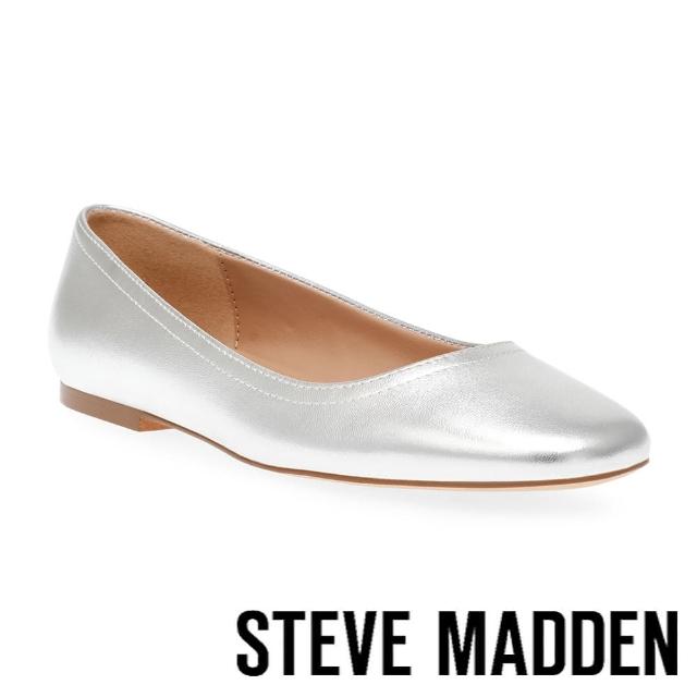 【STEVE MADDEN】IRYNA 皮革平底娃娃鞋(銀色)