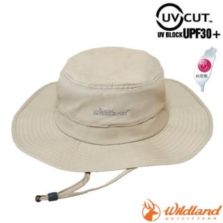 【Wildland 荒野】中性抗UV 透氣網遮陽圓盤帽.防曬帽.休閒帽.大盤帽(WH1051-176 白毛山)