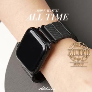 【ALL TIME 完全計時】Apple Watch S7/6/SE/5/4 高規格航空材質 純碳纖錶帶(錶帶寬22MM)