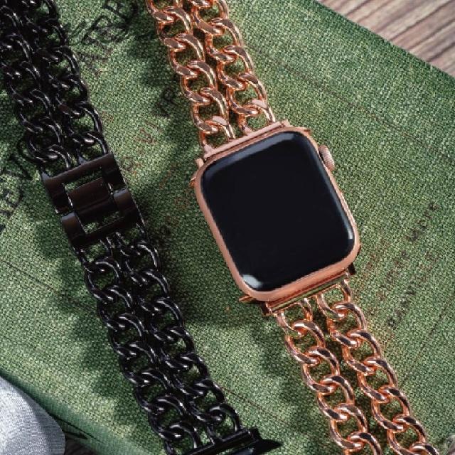【ALL TIME 完全計時】Apple Watch S7/6/SE/5/4 38/40/41mm 氣質雙鍊金屬鋼錶帶_贈調錶帶工具