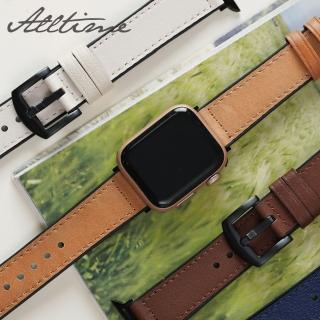 【ALL TIME 完全計時】Apple Watch S7/6/SE/5/4 42/44/45mm 經典造型皮革拚矽膠錶帶